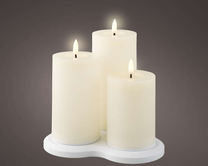 LUMINEO 3er-Set LED Echtwachskerzen